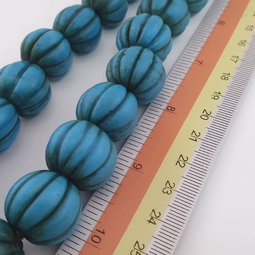 Antique African Turqouise Blue Melon Shape Beads Necklace Strands