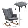Rocking chair with ottoman, comfortable, up to 130 kg, linen look, 64x89x90cm, Gray Image 2