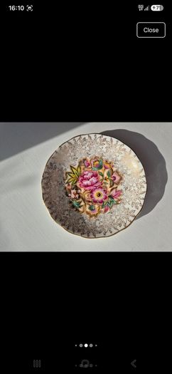 Vintage English Bone China Tea Set 22k Gold Chintz Pink Floral 6pc