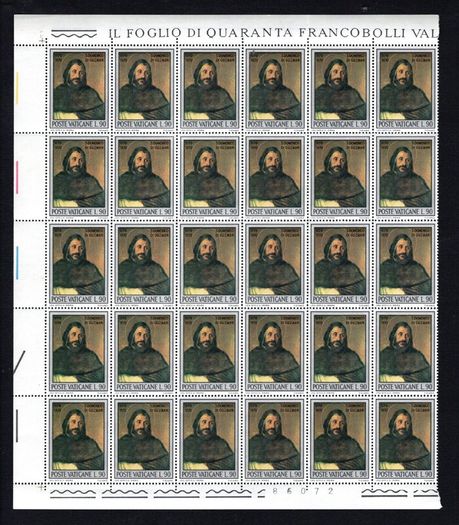 1971 Vatican City The 800th Anniversary of the birth of Holy Dominikus Commemorative Stamps marginal Corner Blocks of 30 Mint Never Hinged (MNH)