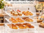 3 Tier Acrylic Pastry Display Case for Bakery Countertop