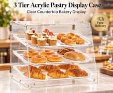 3 Tier Acrylic Pastry Display Case for Bakery Countertop