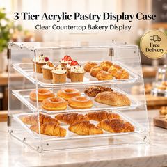 3 Tier Acrylic Pastry Display Case for Bakery Countertop