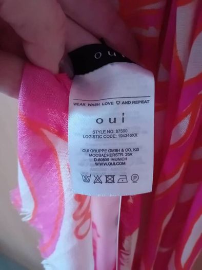 Oui large scarf - Pure Viscose - Pink White - BNWT RRP 60