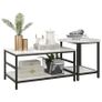 Coffee table set, 2 side tables, marble-look, adjustable feet, steel, Black White Image 5