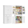 Tall White Storage Cabinet with Shelves and Drawer  XL Freestanding MDF Pantry Unit 182 cm Image 5
