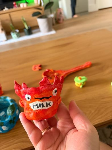 Clay Figures Mini whisk and milk container (Not for food only as decor)