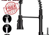NEW SALE | Kitchen Tap, Kitchen Sink Mixer Tap with 360 Degree Swivel Pull Down Sprayer Commercial Kitchen Taps Single Handle Mixer Tap Cold and Hot 3-Modes Spray with Standard Fittings Black