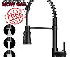 NEW SALE | Kitchen Tap, Kitchen Sink Mixer Tap with 360 Degree Swivel Pull Down Sprayer Commercial Kitchen Taps Single Handle Mixer Tap Cold and Hot 3-Modes Spray with Standard Fittings Black
