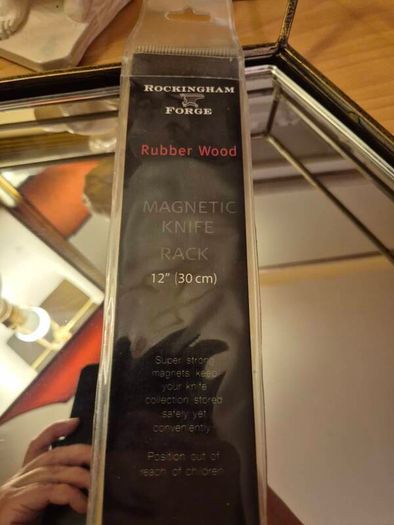 Rockingham Forge Rubber Wood 12" Magnetic Knife Rack, AV