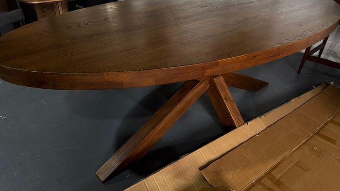 Extra Large 220cm Oval Oak Dining Table Ex Display Like New