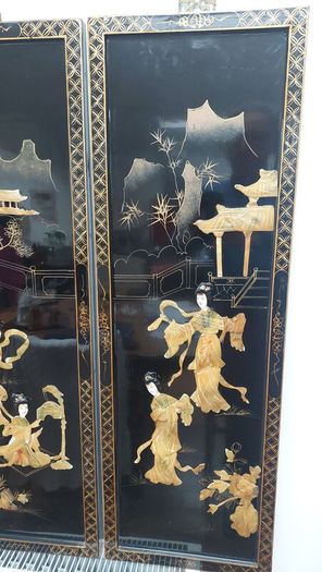 set of 4 Chinese lacquered wall panels