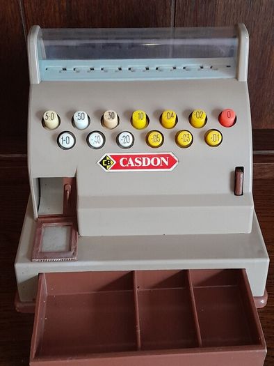 vintage 70s Casdon toy till can post