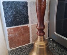 Vintage wood and brass school bell