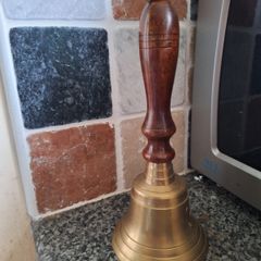 Vintage wood and brass school bell