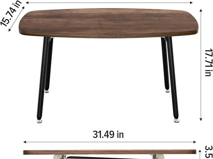 Folding Coffee Table Rustic Small Coffee Tables for Living Room Farmhouse Portable Table for Small Spaces Rectangular Mid Century Coffee Tables, No Assembly 31.5 /15.7 / 17.7IN, Walnut