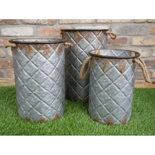 Buckets  Set of 3 Grey Squares and rope D6729