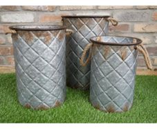 Buckets  Set of 3 Grey Squares and rope D6729