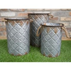 Buckets  Set of 3 Grey Squares and rope D6729