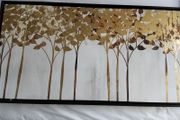 Black framed canvas picture with gold flowers