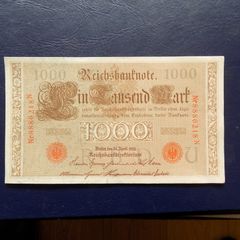 Germany 1910.1000 marks "Red seal" Banknote.High grade.