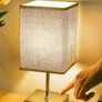 NEW Touch Control Table Lamp,3-Way Dimmable Bedside Lamps Nightstand Lamps with Flaxen Fabric Shade for Bedroom Living Room,LED Bulbs Image 2