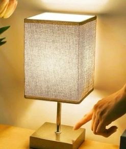 NEW Touch Control Table Lamp,3-Way Dimmable Bedside Lamps Nightstand Lamps with Flaxen Fabric Shade for Bedroom Living Room,LED Bulbs