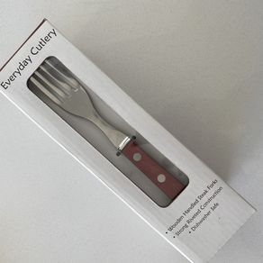 Professional Steak Forks, Stainless Steel Wooden Handled | 1 Dozen