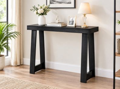 91.5cm Console Table, Narrow Hallway Table, Modern Wooden Sofa Table, Entryway Desk for Living Room, Hallway & Foyer, Black
