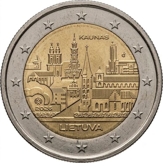 Lithuania 2 Euro Commemorative Coin 2026 - Kaunas Town. Uncirculated.
