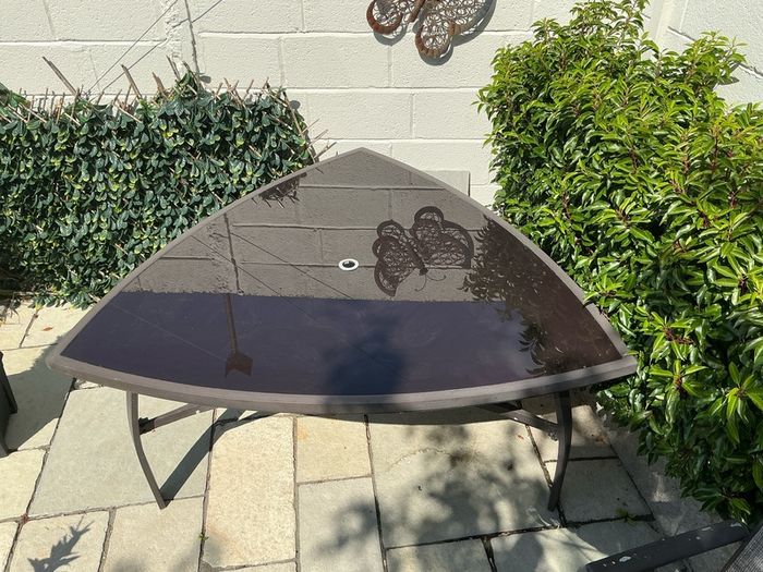 Black top Aluminium Frame Garden Table.