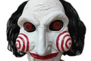 The saw Halloween latex mask with hair.