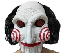 The saw Halloween latex mask with hair.