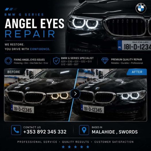 BMW G30 Headlight's and angel eyes repair .