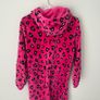 Girls Pink Leopard Print Fleece Onesie 13-14 Years Image 4