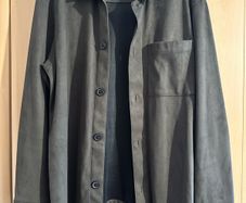 Next green faux suede jacket with pockets and button up front. Size M #suede #outerwear