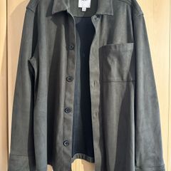 Next green faux suede jacket with pockets and button up front. Size M #suede #outerwear