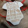 Baby Custom First Christmas Ornament Baby's Bodysuit Shape Birth Stat Ornament Baby Shower Gift Xmass gift Image 4
