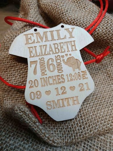 Baby Custom First Christmas Ornament Baby's Bodysuit Shape Birth Stat Ornament Baby Shower Gift Xmass gift