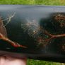 Antique Oriental Lacquered Hand Painted Box  Library Desk Bedroom Romantic Jewelry Box Trinkets 13,5" X 3,5" X 2" Image 5