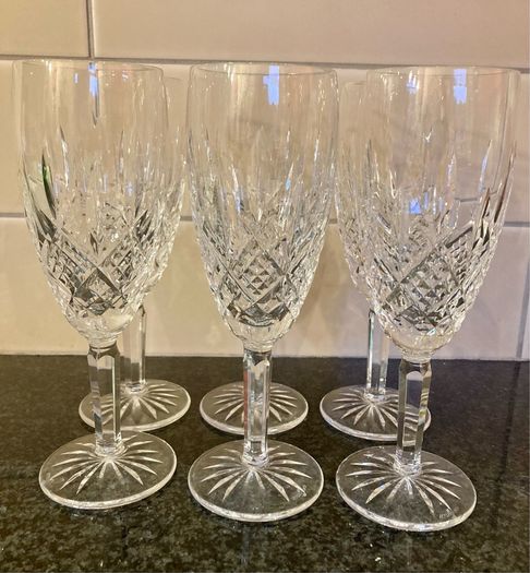 Six Waterford Crystal Araglin Wine Glasses