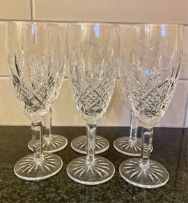 Six Waterford Crystal Araglin Wine Glasses