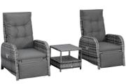 3 PCs Patio Rattan Wicker Chaise Lounge Sofa Set w/ Cushion for Patio Yard Porch (FREE SHIPPING)