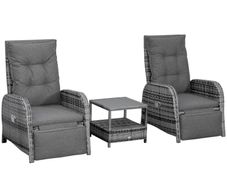 3 PCs Patio Rattan Wicker Chaise Lounge Sofa Set w/ Cushion for Patio Yard Porch (FREE SHIPPING)