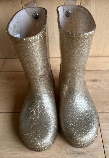 SEED Heritage Gold sparkle girls rain boots Sz EU25 UK7/8 EUC