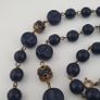 Antique African Style Cobalt Blue Glass & Brass Beads Long Necklace Image 10