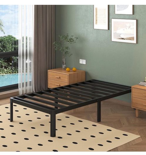 Teen 3ft Single Bed Frames with Rounded Corner Legs, Heavy Duty Metal Bed Frame Single with Steel Slats Support, Single Bed 36 cm High, Noise Free, Easy Assembly
