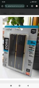 Brand New Pc Ram Crucial Pro Oc 32gb 2x16gb Ddr5 6000mhz Xmp Expo