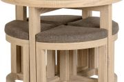 Cambourne Stowaway Dining Set in Sonoma Oak Effect Veneer/Brown Linen Fleck