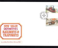 1991 Isle of Man Manx Railways and Tramways Stamp Reprints for 1991 Booklets Definitive Stamps First Day Cover (FDC)